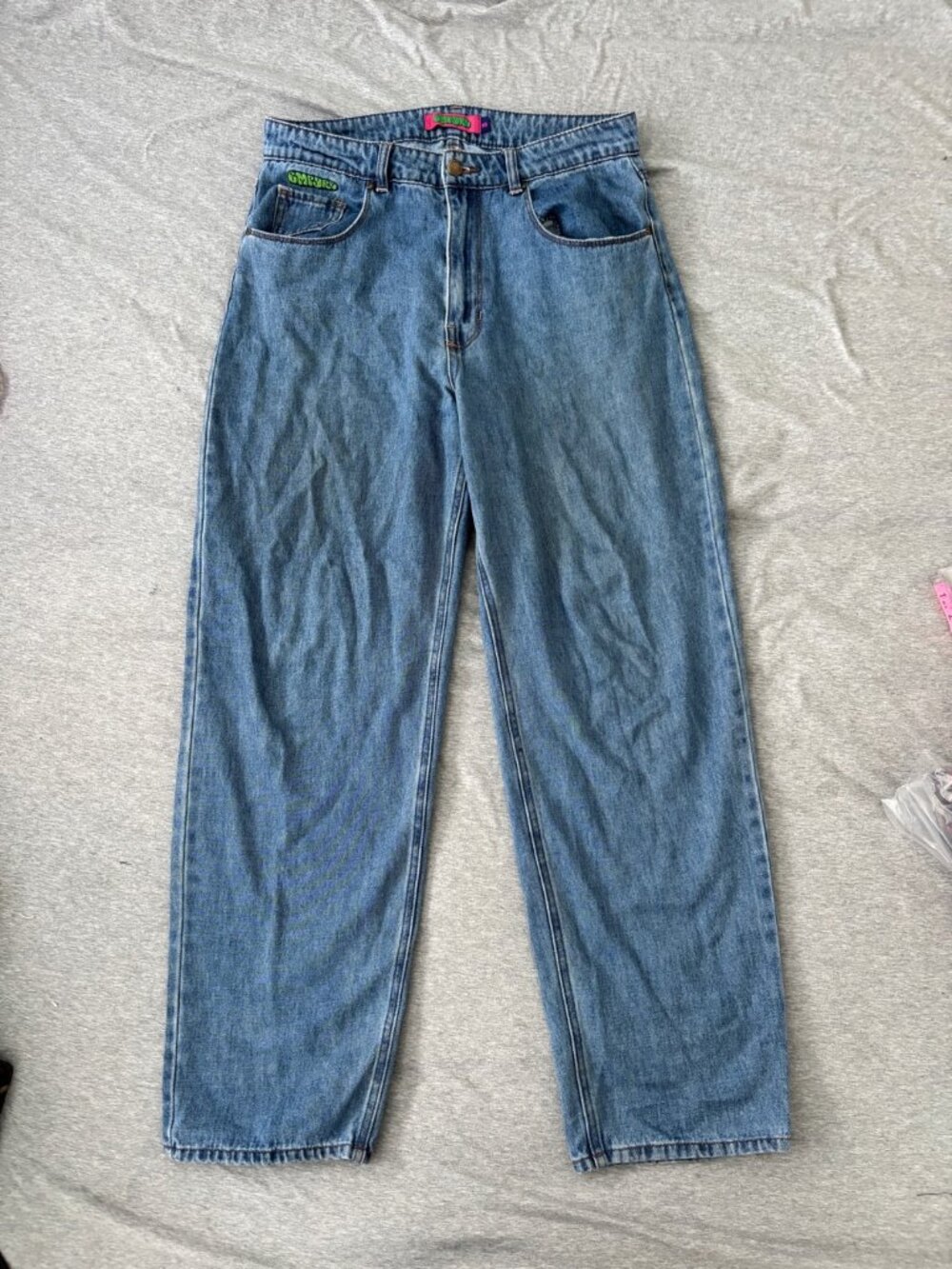 Empyre Tori Baggy Skate Jeans Women 10 Juniors Y2K Wide Leg Graffiti Logo Grunge
